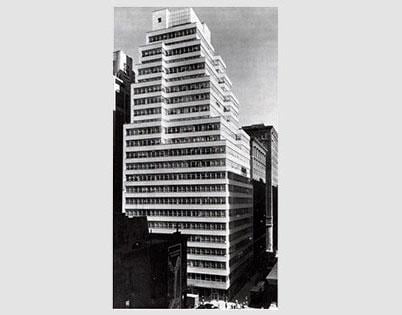 The 24-story streamline wedding cake skyscraper at 415 Madison Avenue, northeast block of 48th Street. 