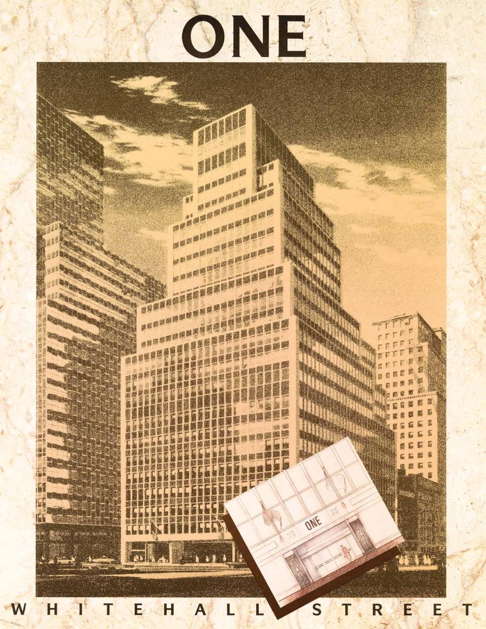 Historic flyer of a building reading "One Whitehall Street" 