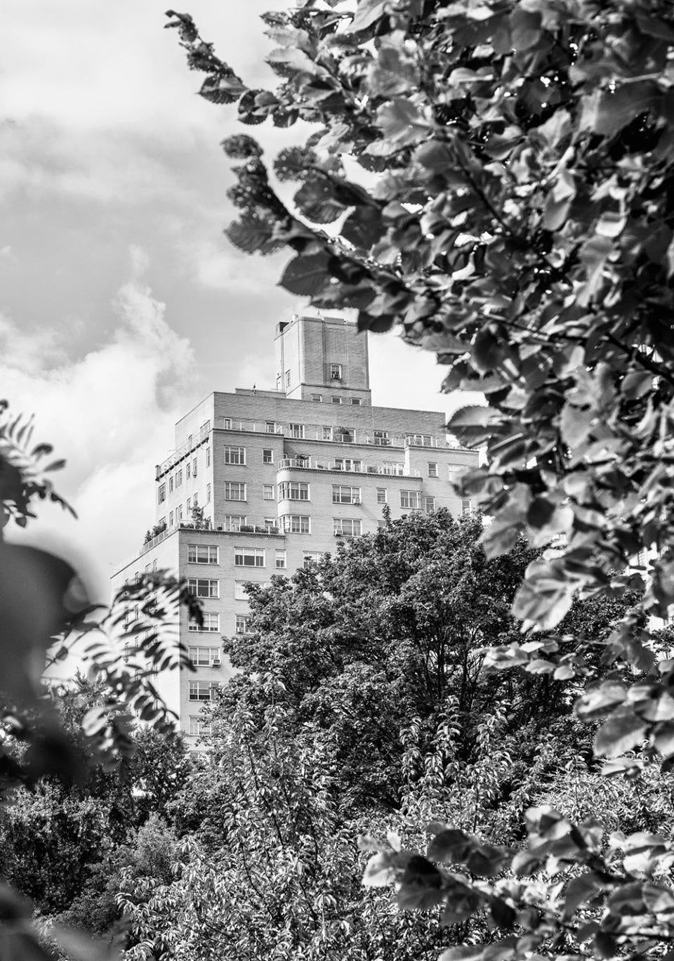 building exterior in black and white