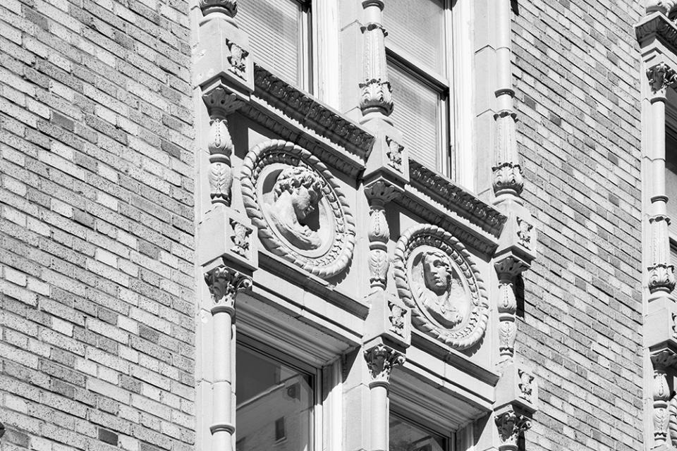 building exterior in black and white