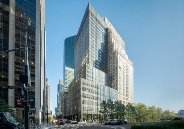 The exterior of 110 Wall Street on a sunny day