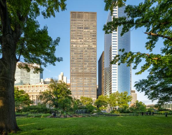 A view from Battery Park of Rudin's 1 Battery Park building