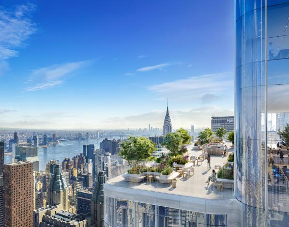 Rooftop terrace overlooking the city at 350 Park Avenue