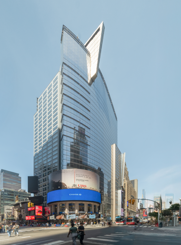 The exterior facade of 3 Times Square, a Midtown Manhattan office building.